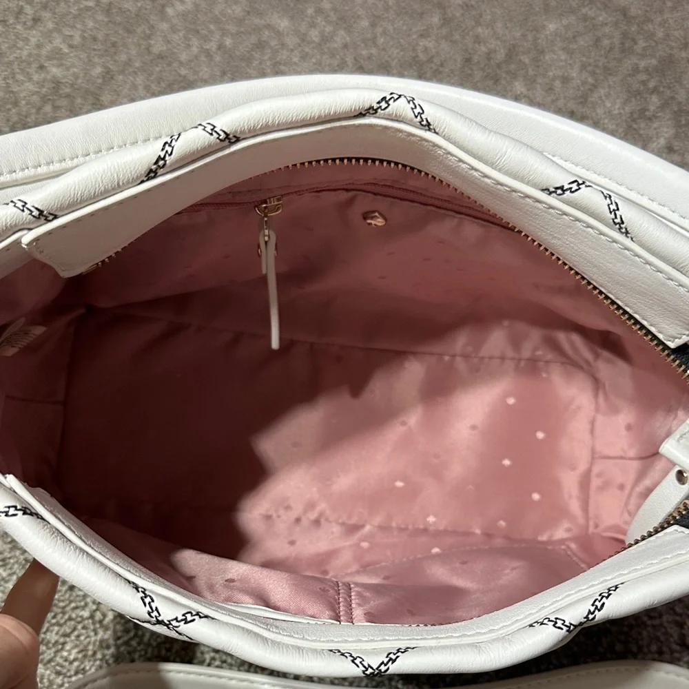 kate spade White Quilted Leather Shoulder Bag with Gold Hardware